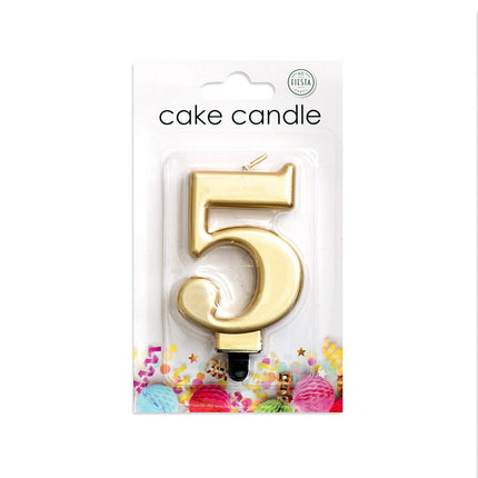 Kaars 5 Jaar Goud Metallic 8cm van WeFiesta koop je bij Partywinkel