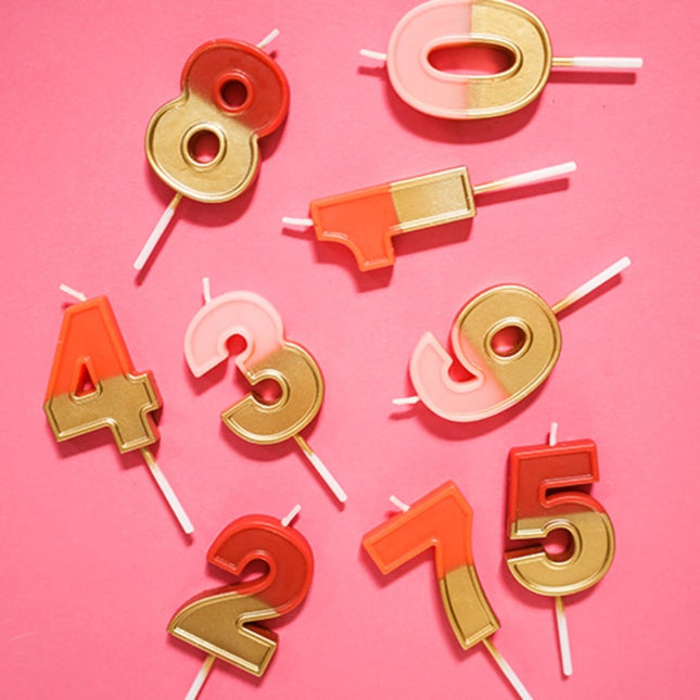 Kaars 6 Jaar Retro Roze 5cm van Folat koop je bij Partywinkel