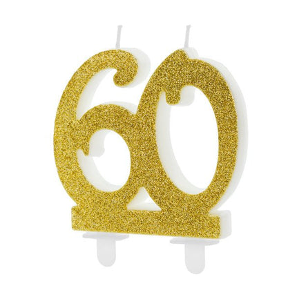 Kaars 60 Jaar Goud 7,5cm van Partydeco koop je bij Partywinkel