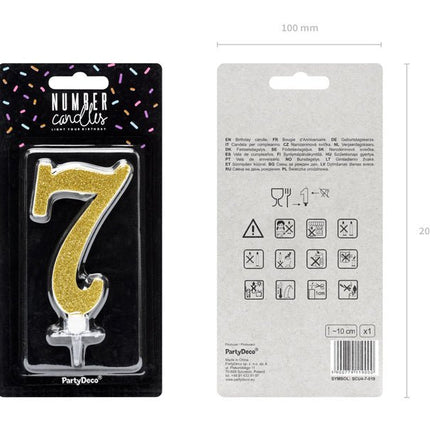 Kaars 7 Jaar Goud 10cm van Partydeco koop je bij Partywinkel