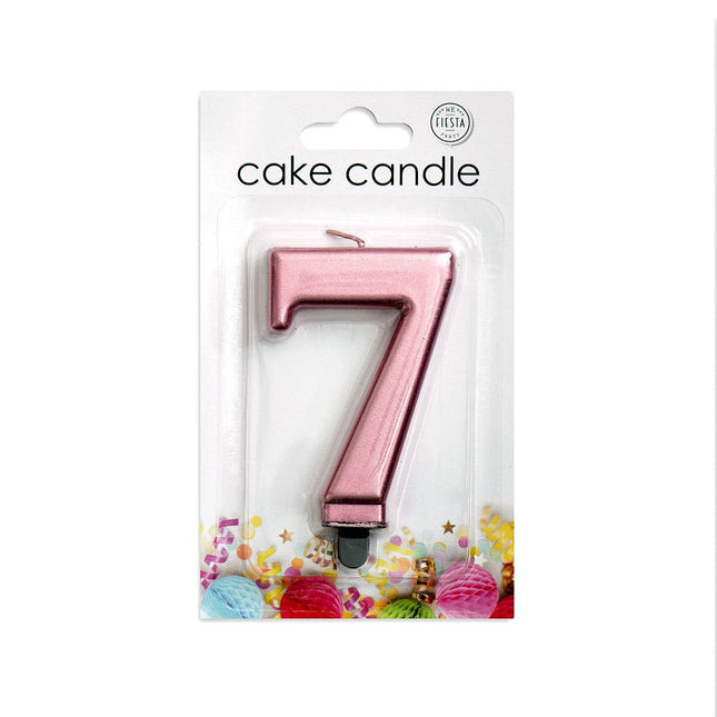 Kaars 7 Jaar Rose Goud Metallic 8cm van WeFiesta koop je bij Partywinkel