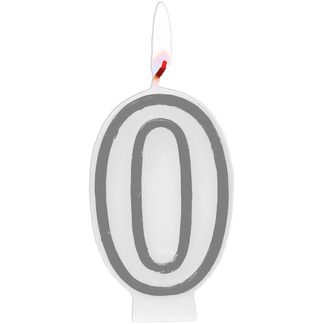 Kaars Simply Chique Silver Cijfer 0 van Folat koop je bij Partywinkel