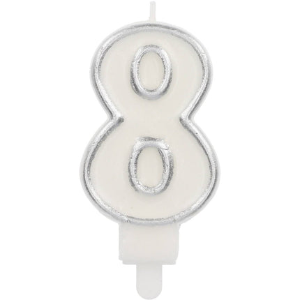 Kaars Simply Chique Silver Cijfer 8 van Folat koop je bij Partywinkel