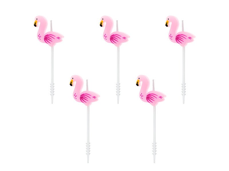 Kaarsen Flamingo 3cm 5st van Partydeco koop je bij Partywinkel