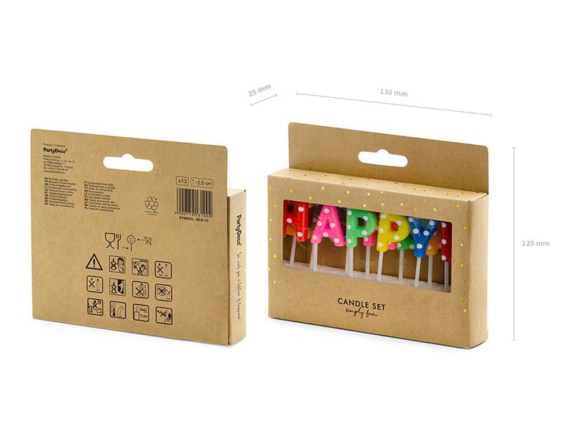 Kaarsen Happy Birthday Gekleurd 2,5cm 13st van Partydeco koop je bij Partywinkel