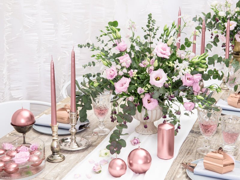 Kaarsen Rose Goud Metallic 24cm 10st van Partydeco koop je bij Partywinkel