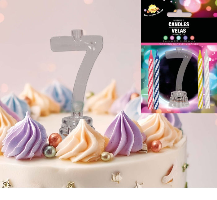 Kaarsenhouder 7 Jaar Led 13cm van Fiestas Guirca koop je bij Partywinkel