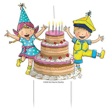 Kaarsje Fien & Teun 15cm van Haza Witbaard koop je bij Partywinkel