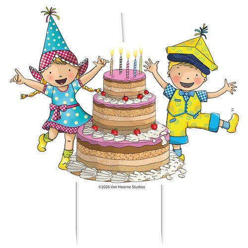 Kaarsje Fien & Teun 15cm van Haza Witbaard koop je bij Partywinkel