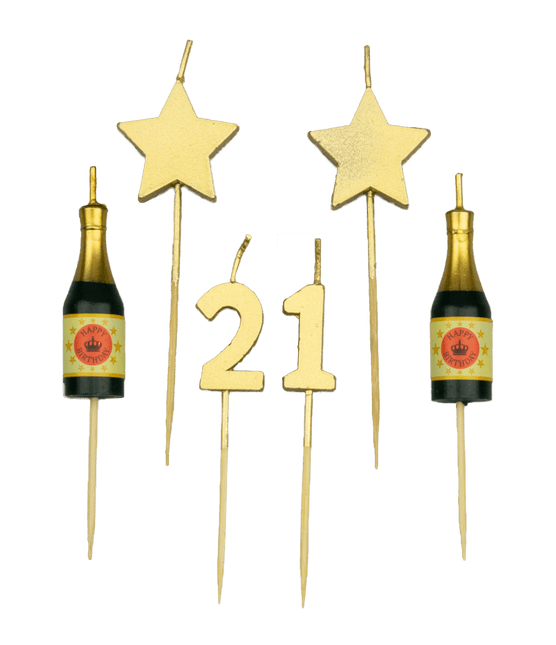 Kaarsjes 21 Jaar Champagne 17,5cm van Paper Dreams koop je bij Partywinkel