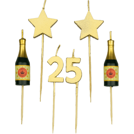 Kaarsjes 25 Jaar Champagne 17,5cm van Paper Dreams koop je bij Partywinkel