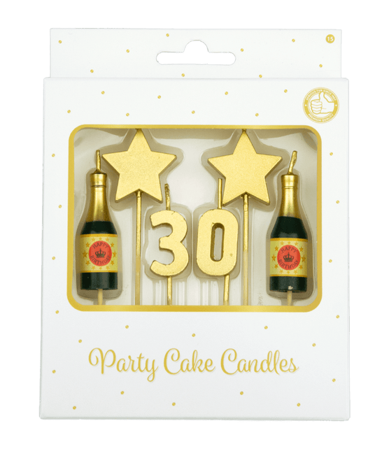 Kaarsjes 30 Jaar Champagne 17,5cm van Paper Dreams koop je bij Partywinkel
