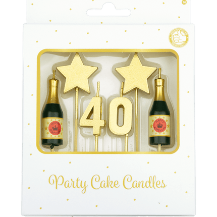 Kaarsjes 40 Jaar Champagne 17,5cm van Paper Dreams koop je bij Partywinkel