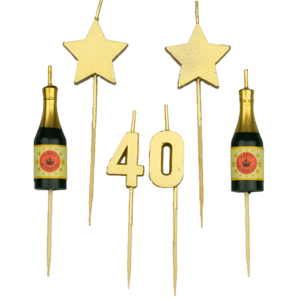 Kaarsjes 40 Jaar Champagne 17,5cm van Paper Dreams koop je bij Partywinkel