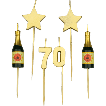 Kaarsjes 70 Jaar Champagne 17,5cm van Paper Dreams koop je bij Partywinkel