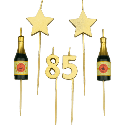 Kaarsjes 85 Jaar Champagne 17,5cm van Paper Dreams koop je bij Partywinkel