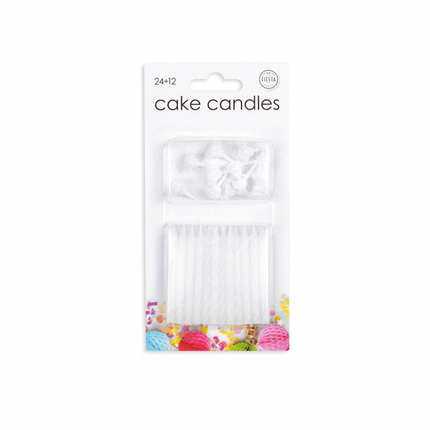 Kaarsjes Wit 6cm 24st van WeFiesta koop je bij Partywinkel