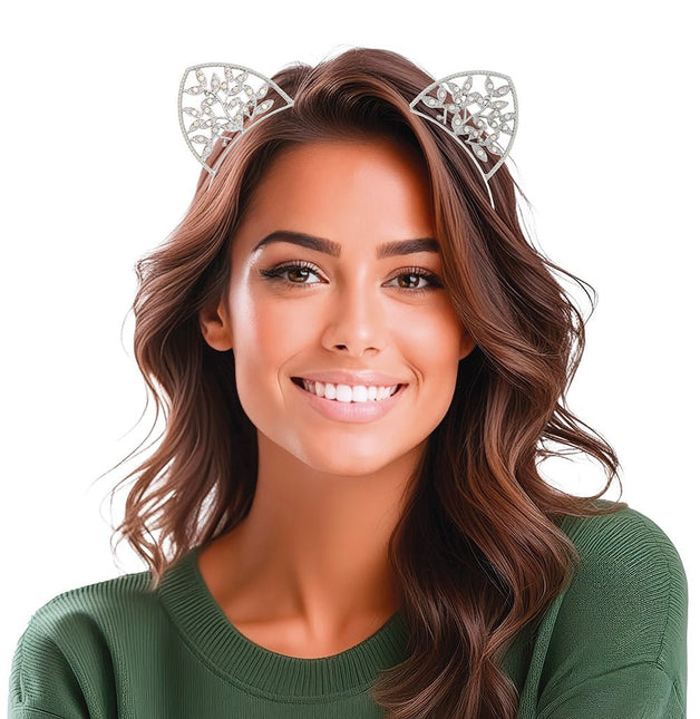 Kat Haarband Zilver - Partywinkel - 8434077137277