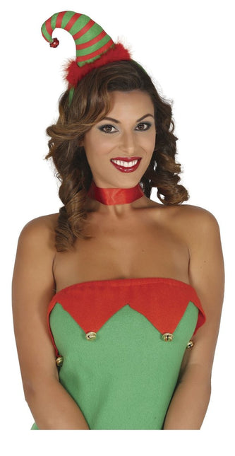 Kerst Haarband Rood Groen Gestreept - Partywinkel - 8412672423834