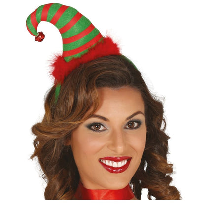 Kerst Haarband Rood Groen Gestreept - Partywinkel - 8412672423834