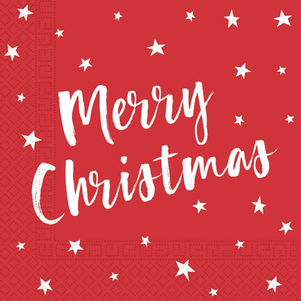 Kerst Servetten Rood Merry Christmas 33cm 20st van Procos koop je bij Partywinkel