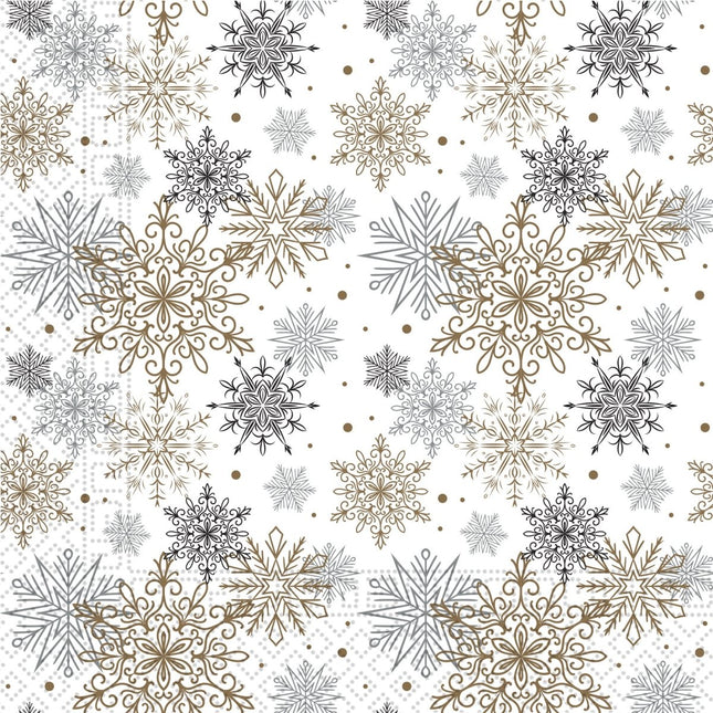 Kerst Servetten Sneeuwvlokken 33cm 20st van Procos koop je bij Partywinkel