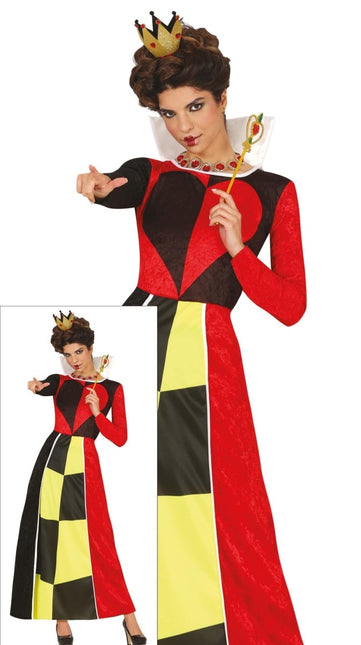 Koningin Jurk Zwart Rood Dames Harten - Partywinkel - 8434077860878