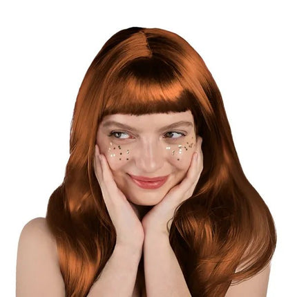 Koperen Pruik Lang Haar van Partydeco koop je bij Partywinkel