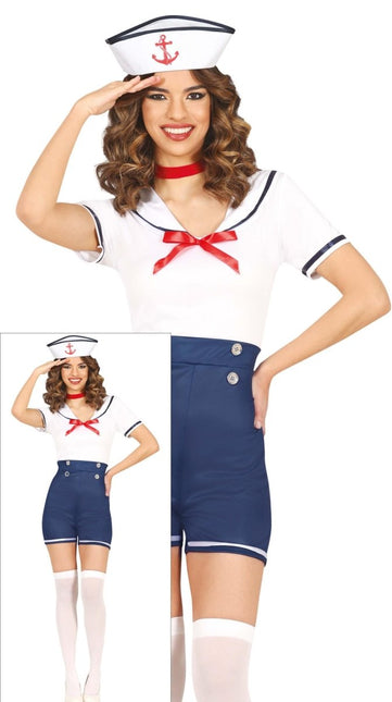 Kostuum Blauw Wit Dames Matroos van Fiestas Guirca koop je bij Partywinkel