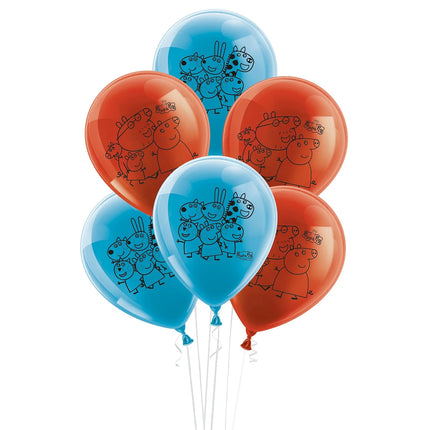 Palloncini Peppa Pig blu e rossi, 25 cm, 10 pezzi