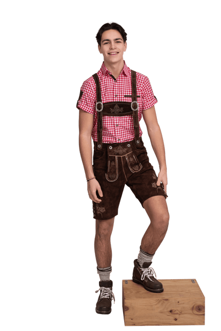 Lederhose Bruin Heren Kort van Haus Huberts koop je bij Partywinkel