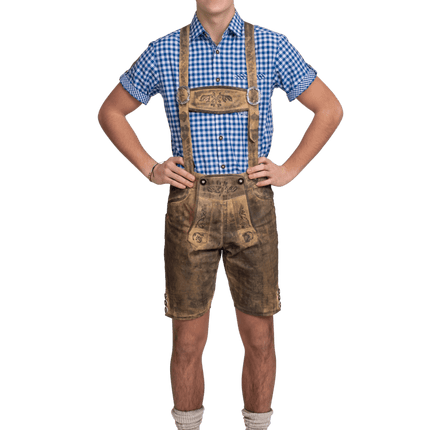 Lederhose Bruin Heren Leer van Haus Huberts koop je bij Partywinkel