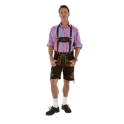 Lederhose corte marrone GEITENLEER/ kurz braun ZIEGENLEDER
