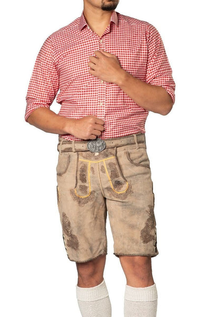 Lederhose Leer Kort Grijs en Riem van Tannhauser koop je bij Partywinkel