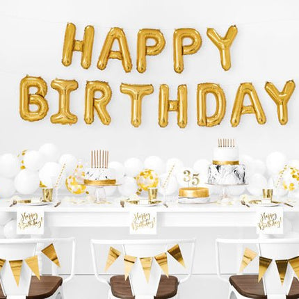 Letterballon Set Happy Birthday Goud Leeg 3,4m van Partydeco koop je bij Partywinkel