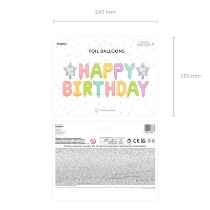 Letterballon Set Happy Birthday Pastel Mix Leeg 3,95m van Partydeco koop je bij Partywinkel