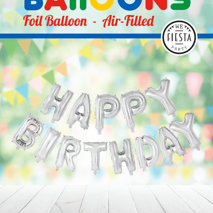 Letterballon Set Happy Birthday Zilver van WeFiesta koop je bij Partywinkel