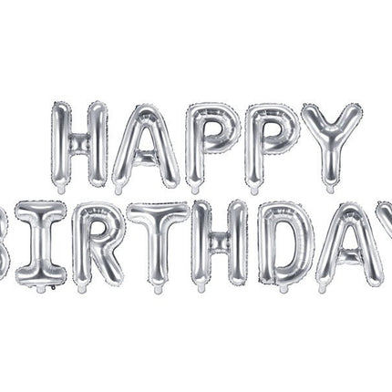 Letterballon Set Happy Birthday Zilver Leeg 3,4m van Partydeco koop je bij Partywinkel
