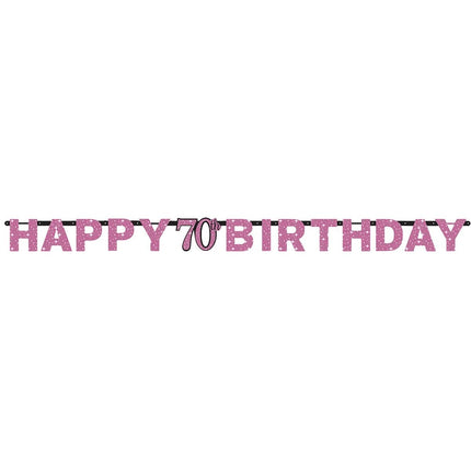 Letterslinger 70 Jaar Happy Birthday Roze 2,13m van Riethmueller koop je bij Partywinkel