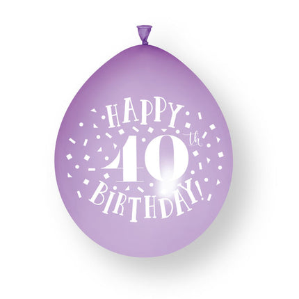 Palloncini in lattice da 10 ct "Happy 40th Birthday" da 23 cm