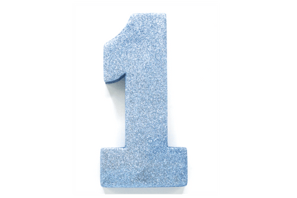 Lichtblauw Tafeldecoratie Cijfer 1 Glitter 20,5cm van WeFiesta koop je bij Partywinkel