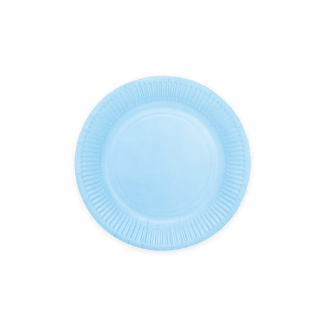 Lichtblauwe Borden Papier 18cm 8st van WeFiesta koop je bij Partywinkel