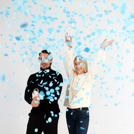 Lichtblauwe Confetti Kanon 28cm van Riethmueller koop je bij Partywinkel