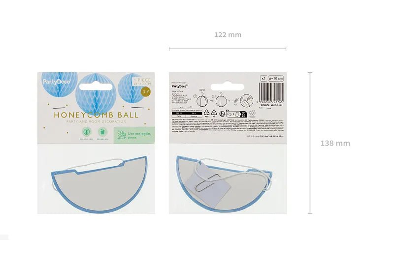 Lichtblauwe Honeycomb 10cm van Partydeco koop je bij Partywinkel