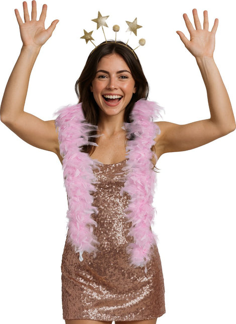 Lichtroze Boa Veren 80gr van Fiestas Guirca koop je bij Partywinkel