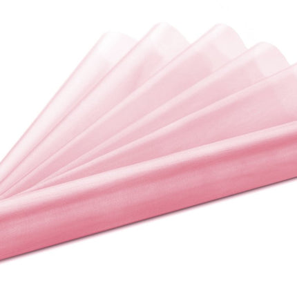 Lichtroze Organza Stof 16cm 9m van Partydeco koop je bij Partywinkel