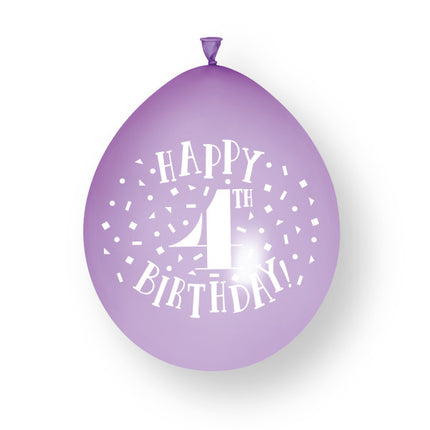 10 pezzi Palloncini in lattice Happy 4th Birthday 23cm