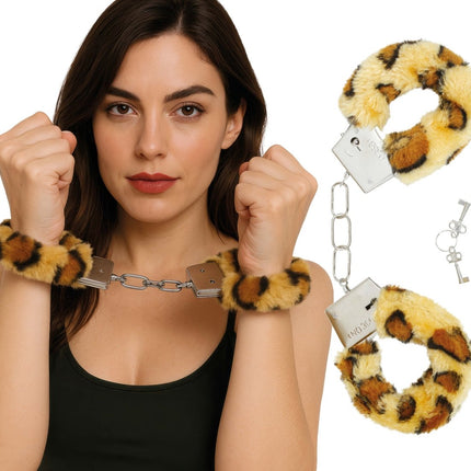 Luipaard Handboeien Bruin Beige van Fiestas Guirca koop je bij Partywinkel