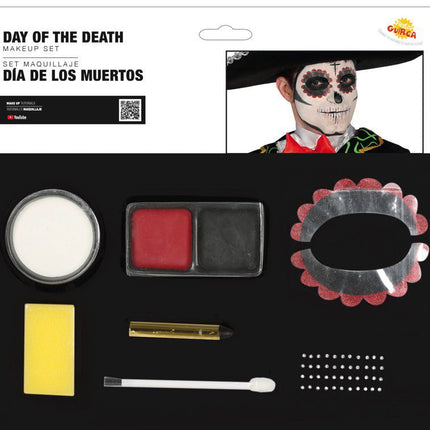 Make - Up Set Day Of The Dead Zwart Rood 8 delig van Fiestas Guirca koop je bij Partywinkel