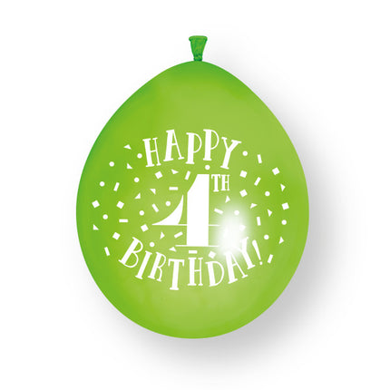10 pezzi Palloncini in lattice Happy 4th Birthday 23cm
